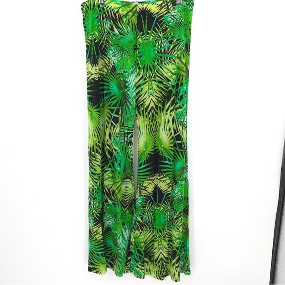 Michael Lauren Derby Wide-Leg Pants Jungle Green Modal Pull-One Tropical Large - Picture 2 of 13